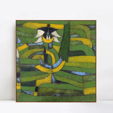 INVIN ART Framed Canvas Giclee Print White Blossom in the Garden by Paul Klee Wall Art Living Room Home Office Decorations