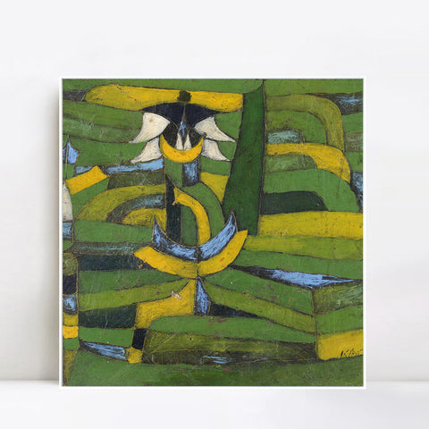 INVIN ART Framed Canvas Giclee Print White Blossom in the Garden by Paul Klee Wall Art Living Room Home Office Decorations