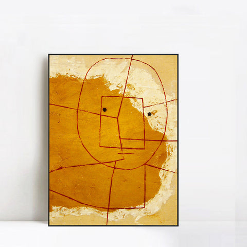 INVIN ART Framed Canvas Giclee Print celui_qui_comprend(The one who understands) by Paul Klee Wall Art Living Room Home Office Decorations