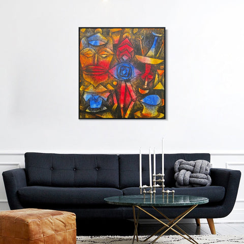 INVIN ART Framed Canvas Giclee Print klee collection figurines by Paul Klee Wall Art Living Room Home Office Decorations