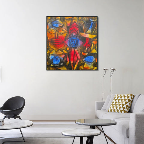 INVIN ART Framed Canvas Giclee Print klee collection figurines by Paul Klee Wall Art Living Room Home Office Decorations