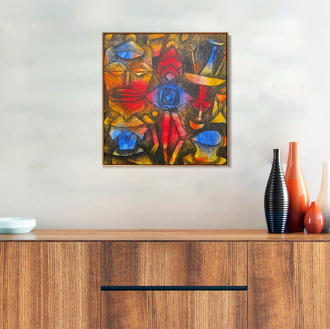 INVIN ART Framed Canvas Giclee Print klee collection figurines by Paul Klee Wall Art Living Room Home Office Decorations