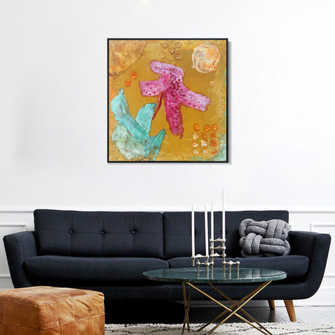 INVIN ART Framed Canvas Giclee Print Bl??te (flower) by Paul Klee Wall Art Living Room Home Office Decorations