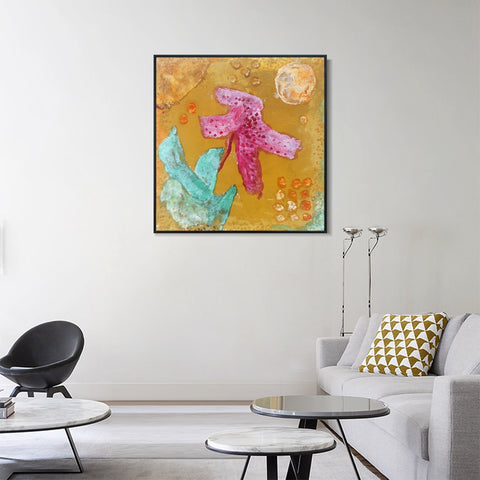 INVIN ART Framed Canvas Giclee Print Bl??te (flower) by Paul Klee Wall Art Living Room Home Office Decorations