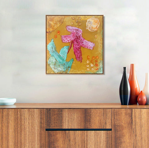 INVIN ART Framed Canvas Giclee Print Bl??te (flower) by Paul Klee Wall Art Living Room Home Office Decorations
