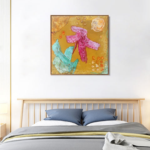 INVIN ART Framed Canvas Giclee Print Bl??te (flower) by Paul Klee Wall Art Living Room Home Office Decorations