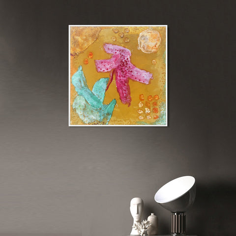 INVIN ART Framed Canvas Giclee Print Bl??te (flower) by Paul Klee Wall Art Living Room Home Office Decorations