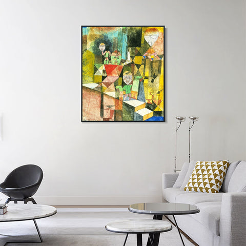 INVIN ART Framed Canvas Giclee Print introducing the miracle by Paul Klee Wall Art Living Room Home Office Decorations