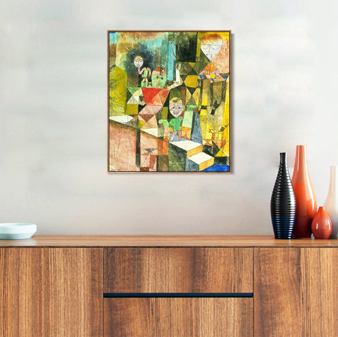 INVIN ART Framed Canvas Giclee Print introducing the miracle by Paul Klee Wall Art Living Room Home Office Decorations