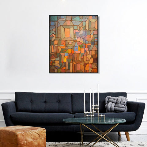 INVIN ART Framed Canvas Giclee Print The Way to the Citadel;1937 by Paul Klee Wall Art Living Room Home Office Decorations