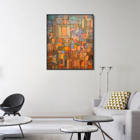 INVIN ART Framed Canvas Giclee Print The Way to the Citadel;1937 by Paul Klee Wall Art Living Room Home Office Decorations