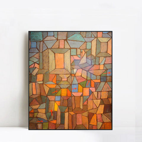 INVIN ART Framed Canvas Giclee Print The Way to the Citadel;1937 by Paul Klee Wall Art Living Room Home Office Decorations