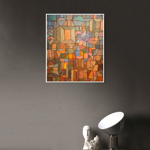 INVIN ART Framed Canvas Giclee Print The Way to the Citadel;1937 by Paul Klee Wall Art Living Room Home Office Decorations