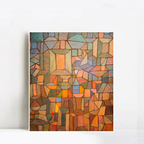 INVIN ART Framed Canvas Giclee Print The Way to the Citadel;1937 by Paul Klee Wall Art Living Room Home Office Decorations