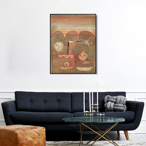 INVIN ART Framed Canvas Giclee Print Barbarian Sacrifice by Paul Klee Wall Art Living Room Home Office Decorations