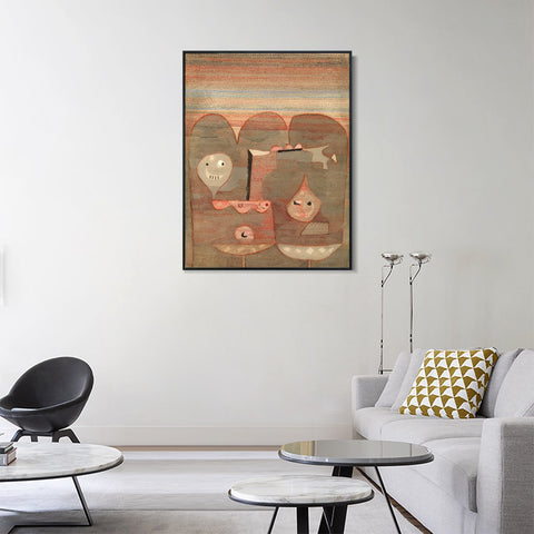 INVIN ART Framed Canvas Giclee Print Barbarian Sacrifice by Paul Klee Wall Art Living Room Home Office Decorations