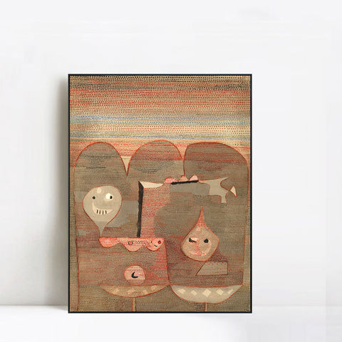 INVIN ART Framed Canvas Giclee Print Barbarian Sacrifice by Paul Klee Wall Art Living Room Home Office Decorations