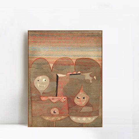 INVIN ART Framed Canvas Giclee Print Barbarian Sacrifice by Paul Klee Wall Art Living Room Home Office Decorations