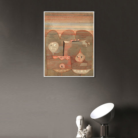 INVIN ART Framed Canvas Giclee Print Barbarian Sacrifice by Paul Klee Wall Art Living Room Home Office Decorations