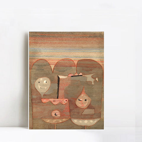 INVIN ART Framed Canvas Giclee Print Barbarian Sacrifice by Paul Klee Wall Art Living Room Home Office Decorations