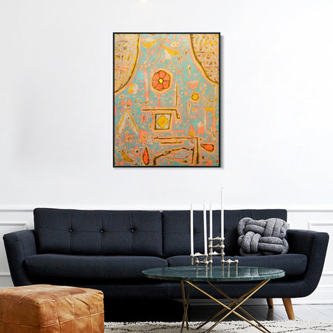 INVIN ART Framed Canvas Giclee Print Efflorescence;1937 by Paul Klee Wall Art Living Room Home Office Decorations