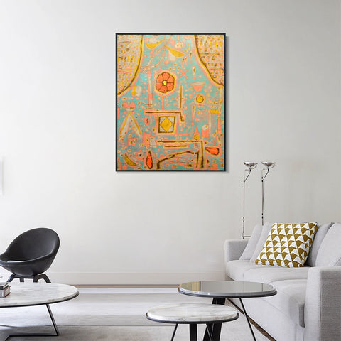INVIN ART Framed Canvas Giclee Print Efflorescence;1937 by Paul Klee Wall Art Living Room Home Office Decorations