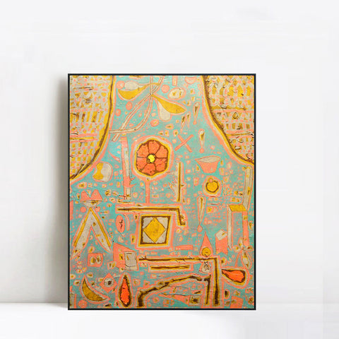 INVIN ART Framed Canvas Giclee Print Efflorescence;1937 by Paul Klee Wall Art Living Room Home Office Decorations