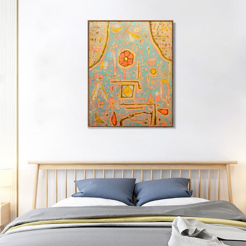 INVIN ART Framed Canvas Giclee Print Efflorescence;1937 by Paul Klee Wall Art Living Room Home Office Decorations