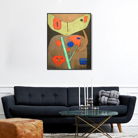 INVIN ART Framed Canvas Giclee Print Figure of the Oriental Theater;1934 by Paul Klee Wall Art Living Room Home Office Decorations