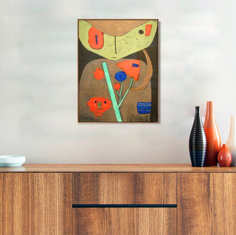 INVIN ART Framed Canvas Giclee Print Figure of the Oriental Theater;1934 by Paul Klee Wall Art Living Room Home Office Decorations