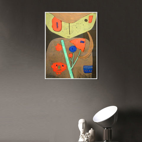 INVIN ART Framed Canvas Giclee Print Figure of the Oriental Theater;1934 by Paul Klee Wall Art Living Room Home Office Decorations