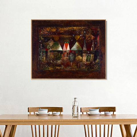 INVIN ART Framed Canvas Giclee Print Night Feast by Paul Klee Wall Art Living Room Home Office Decorations