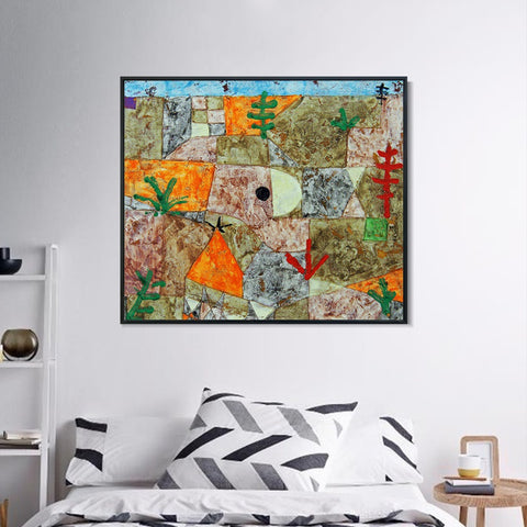 INVIN ART Framed Canvas Giclee Print S??dliche Garten by Paul Klee Wall Art Living Room Home Office Decorations