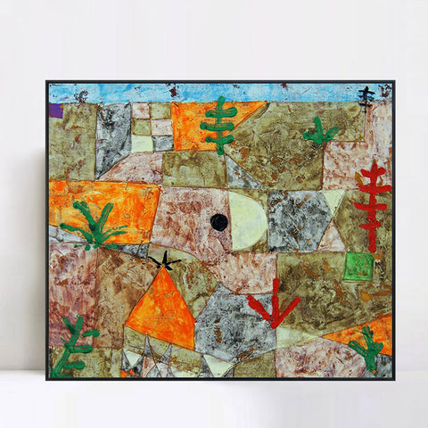 INVIN ART Framed Canvas Giclee Print S??dliche Garten by Paul Klee Wall Art Living Room Home Office Decorations