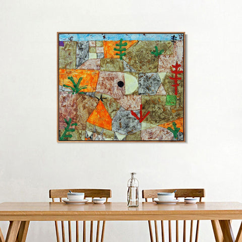 INVIN ART Framed Canvas Giclee Print S??dliche Garten by Paul Klee Wall Art Living Room Home Office Decorations