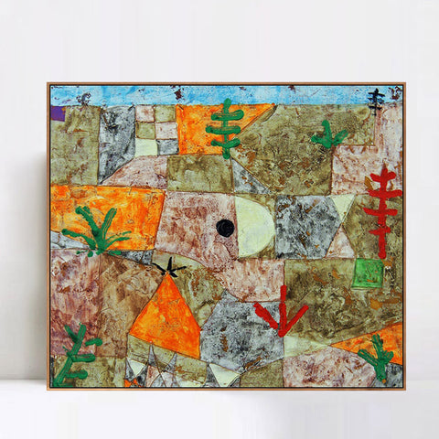 INVIN ART Framed Canvas Giclee Print S??dliche Garten by Paul Klee Wall Art Living Room Home Office Decorations