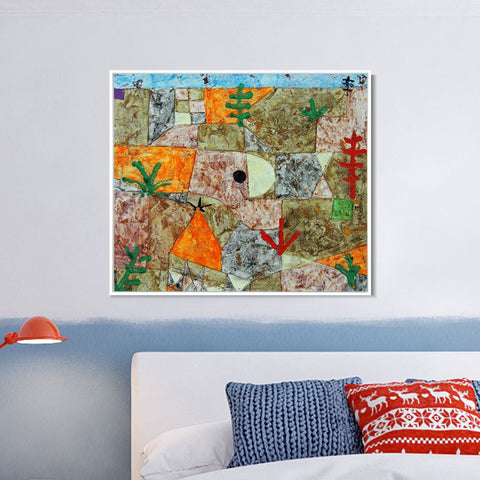 INVIN ART Framed Canvas Giclee Print S??dliche Garten by Paul Klee Wall Art Living Room Home Office Decorations