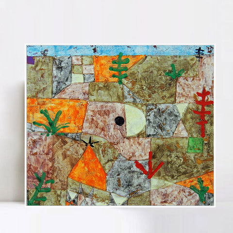 INVIN ART Framed Canvas Giclee Print S??dliche Garten by Paul Klee Wall Art Living Room Home Office Decorations