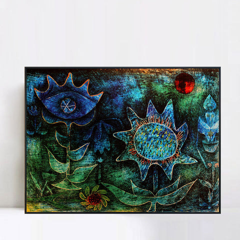 INVIN ART Framed Canvas Giclee Print flowers in the night;1930 by Paul Klee Wall Art Living Room Home Office Decorations