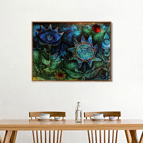 INVIN ART Framed Canvas Giclee Print flowers in the night;1930 by Paul Klee Wall Art Living Room Home Office Decorations