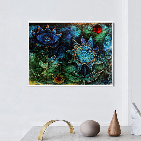 INVIN ART Framed Canvas Giclee Print flowers in the night;1930 by Paul Klee Wall Art Living Room Home Office Decorations