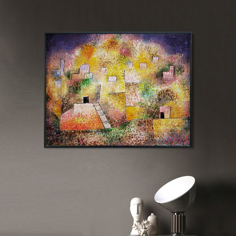 INVIN ART Framed Canvas Giclee Print Jardin oriental by Paul Klee Wall Art Living Room Home Office Decorations