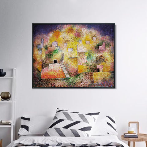 INVIN ART Framed Canvas Giclee Print Jardin oriental by Paul Klee Wall Art Living Room Home Office Decorations