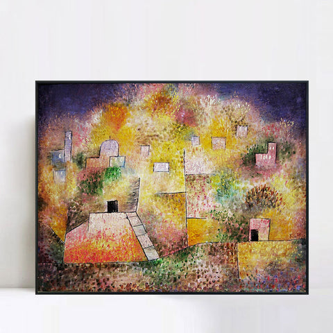 INVIN ART Framed Canvas Giclee Print Jardin oriental by Paul Klee Wall Art Living Room Home Office Decorations
