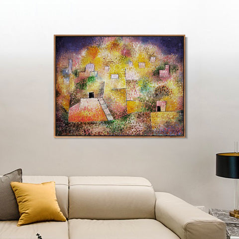 INVIN ART Framed Canvas Giclee Print Jardin oriental by Paul Klee Wall Art Living Room Home Office Decorations