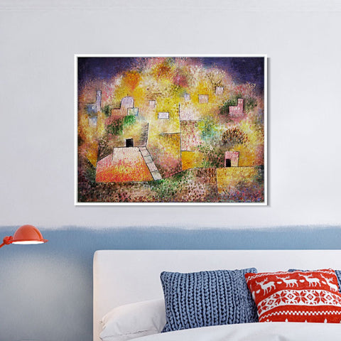 INVIN ART Framed Canvas Giclee Print Jardin oriental by Paul Klee Wall Art Living Room Home Office Decorations