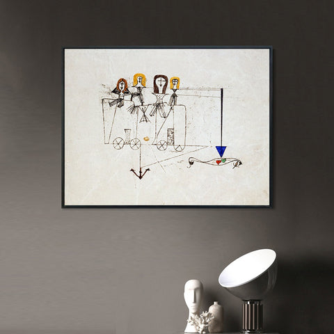 INVIN ART Framed Canvas Giclee Print The Virtue Wagon (to the memory of October 5; 1922); 1922 by Paul Klee Wall Art Living Room Home Office Decorations