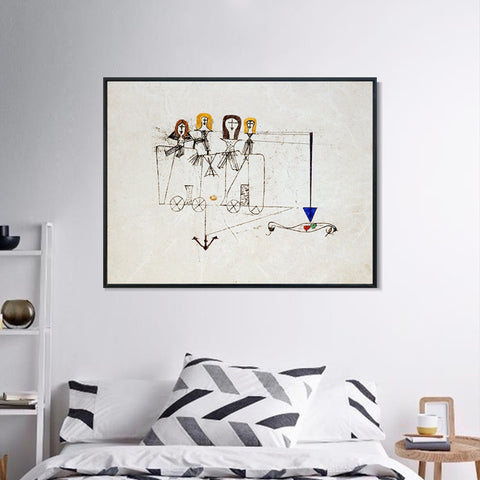 INVIN ART Framed Canvas Giclee Print The Virtue Wagon (to the memory of October 5; 1922); 1922 by Paul Klee Wall Art Living Room Home Office Decorations