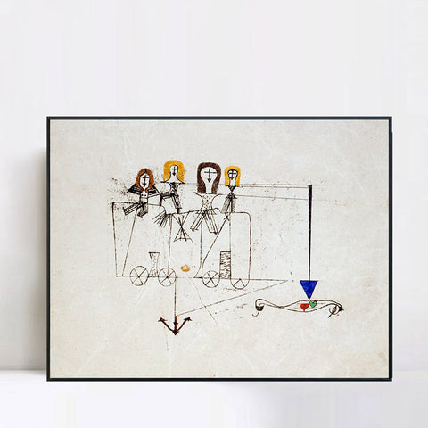 INVIN ART Framed Canvas Giclee Print The Virtue Wagon (to the memory of October 5; 1922); 1922 by Paul Klee Wall Art Living Room Home Office Decorations