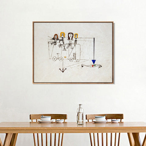 INVIN ART Framed Canvas Giclee Print The Virtue Wagon (to the memory of October 5; 1922); 1922 by Paul Klee Wall Art Living Room Home Office Decorations